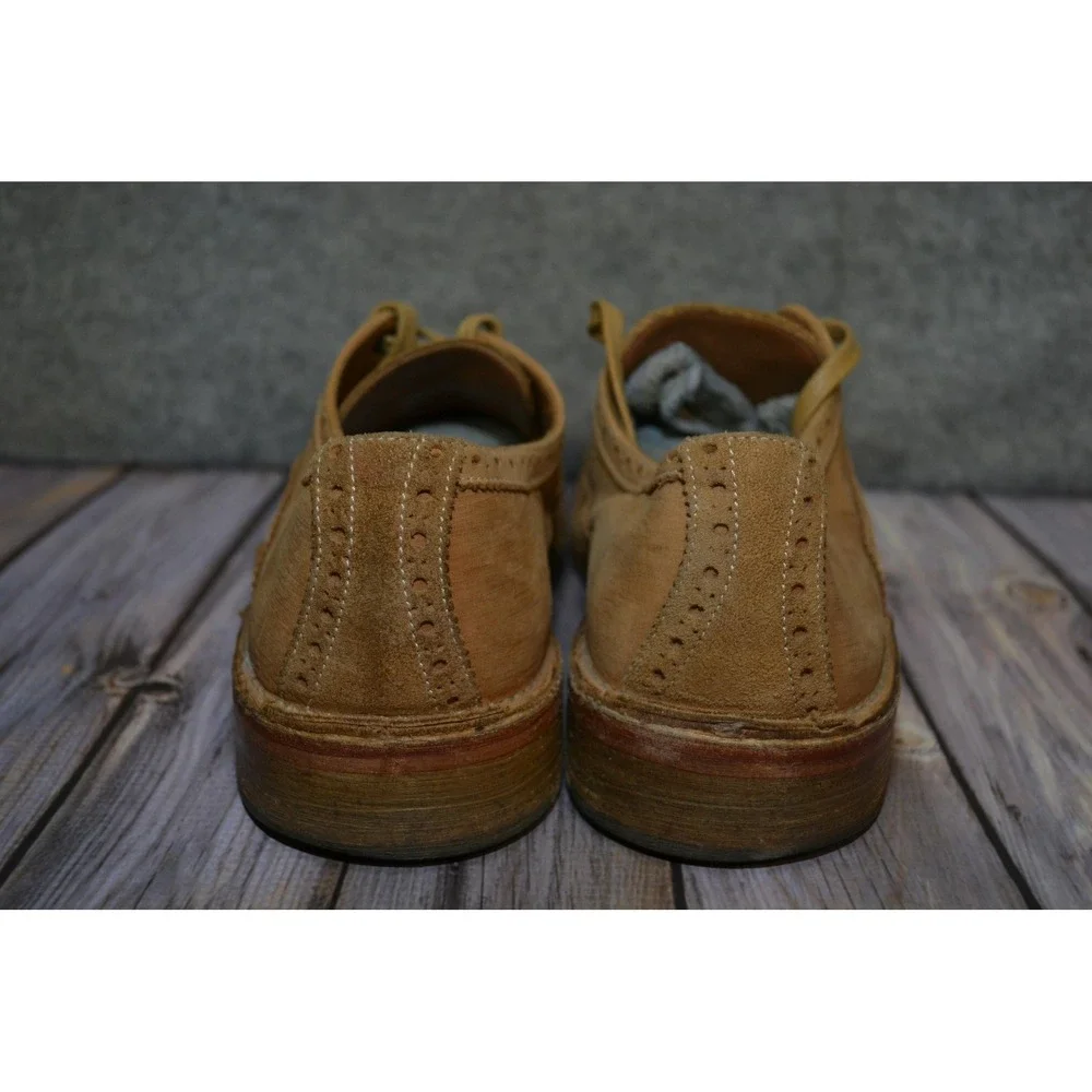 John Varvatos Shoes Mens 8.5 Beige Leather Wingtip Brogue Dress‎ Handmade Italy